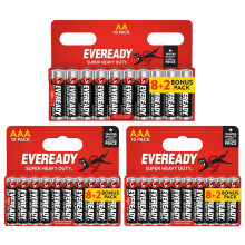 10x AA & 20x AAA Eveready Super Heavy Duty Zinc Batteries (30x Batteries)