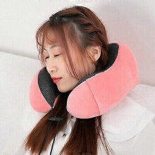 (Navy Blue Pillow With Organizer) Memory Foam U-Shaped Travel Pillow Neck Support Head Rest Car Plane Soft Cushion