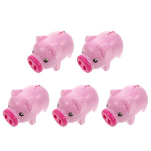 5St Roze Spaarpot Muntopslag Plastic Desktop Ornament 1
