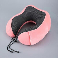 (Magnetic Pink) Memory Foam U-Shaped Travel Pillow Neck Support Head Rest Car Plane Soft Cushion