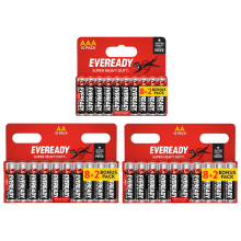 20x AA & 10x AAA Eveready Super Heavy Duty Zinc Batteries (30x Batteries)