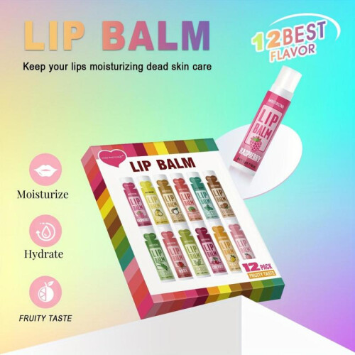 (12PCS) 12 PCS/set Lip Balm Deep Moisturizing And Long-lasting Exfoliating Hydrated Lips 1