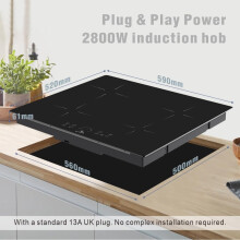 VIIB Induction Hob 60cm 4 Zone Electric Cooktop 2800W BuiltIn Hob with Plug