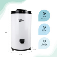 Leisurewize Portable 230v Heavy Duty Low Wattage 6kg Spin Dryer 2800 RPM