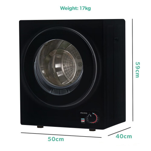 electriQ Mini Tabletop Compact 2.5kg Vented Tumble Dryer - Black 2