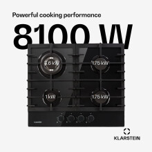 Klarstein Gas Cooker 4 Burners Hob 8100W Built In Four Ring Electric Hob Ca