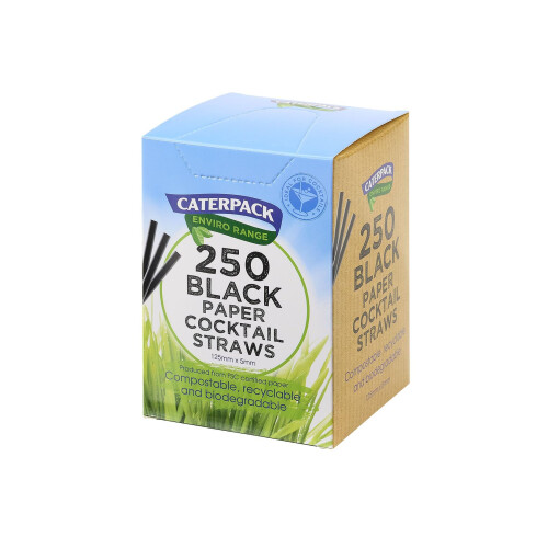 Caterpack Enviro Range Paper Cocktail Straws 250 Pack, 125 x 5mm 1