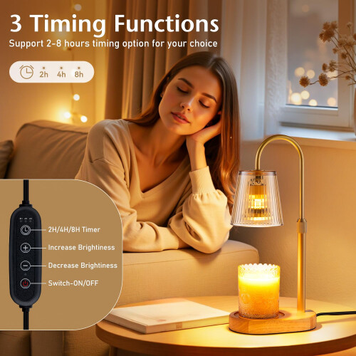 JEKEMORYE Candle Warmer Lamp with Timer - Electric Wax Melter 2