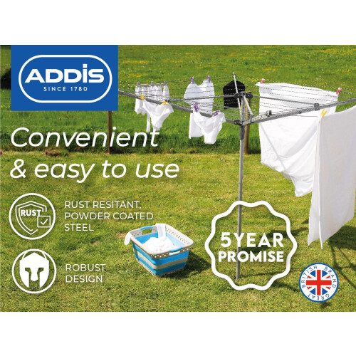 Addis Addis 40m 4 Arm Rotary Washing Line (Grey) Multiple Tension Adjustment 2