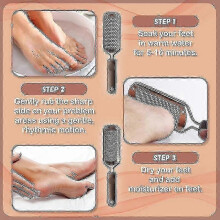 (Fine Foot File) Foot Heel Scraper Stainless Steel Foot File Callus Dead Skin Remover Washable Pedicure Tool For Home