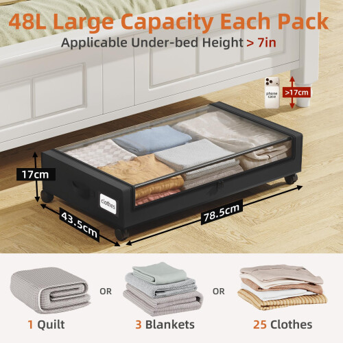 Somdot 48L Under Bed Storage Box - Large Capacity Under Bed Storage on 1