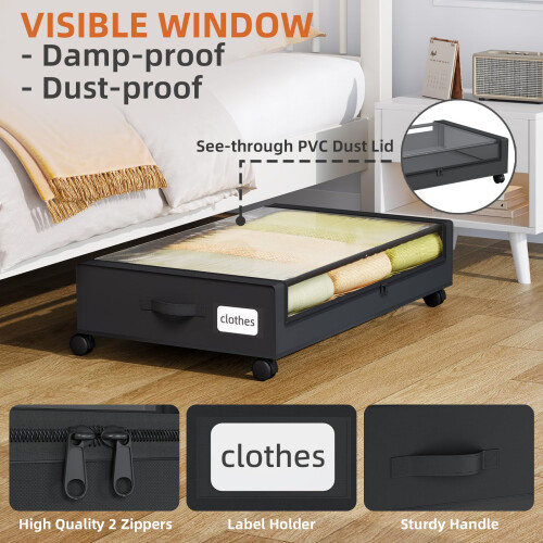 Somdot 48L Under Bed Storage Box - Large Capacity Under Bed Storage on 2