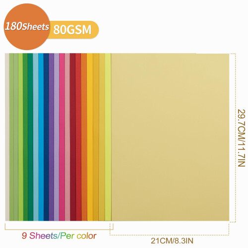 A4 Coloured Origami Paper 180 Sheets 1