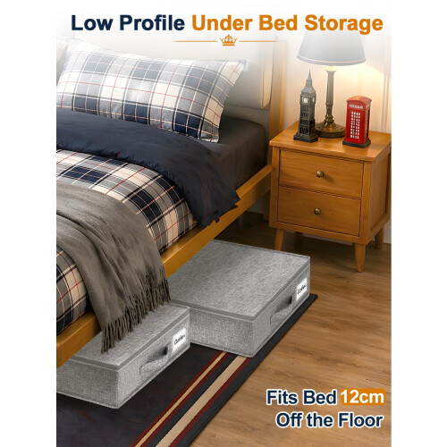 Huquter 40L 12 cm Tall Shallow Under Bed & Sofa Storage Boxes with 1