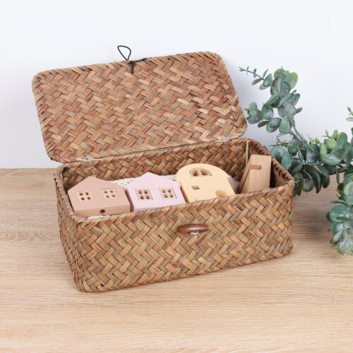 FEIALNDUO Wicker Shelf Baskets with Lid 2