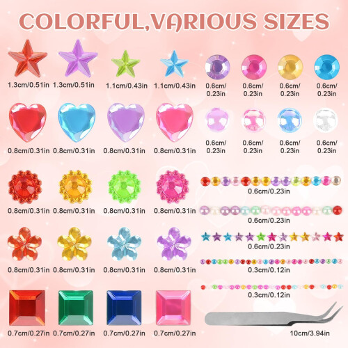 3700pcs Self Adhesive Gem Stickers - Multicoloured Gems for Crafting 2