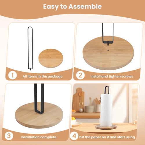 Paper Towel Holder Countertop - Standing Kitchen Roll Holder With Anti 2
