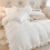 3 Pieces White Ruffle Bedding Set with 2 Pillowcase Frills Duvet Cover 3