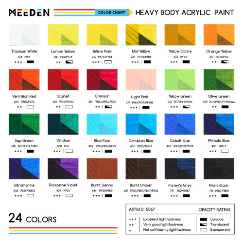 MEEDEN Heavy Body Acrylic Paint - Basic 24 x 60ml (2 oz) Color Paint S 1