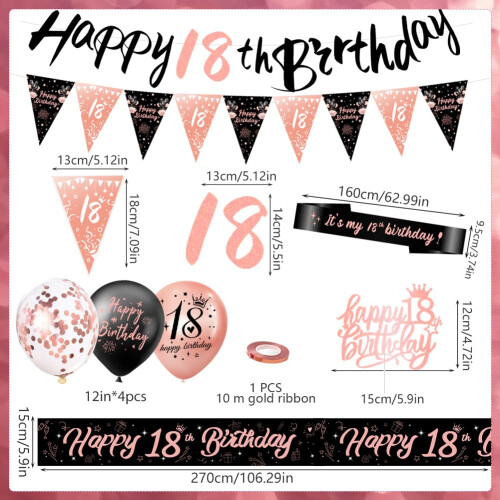 Sunflower-boom Rosegold 18th Birthday Decorations 1