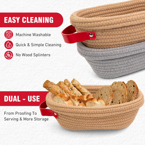 Banneton Proofing Basket - 2 x 10" Oval Round Sourdough Bread Proving 2