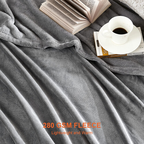 EHEYCIGA Fleece Blanket Extra Large Throws for Settees Grey Throw 2
