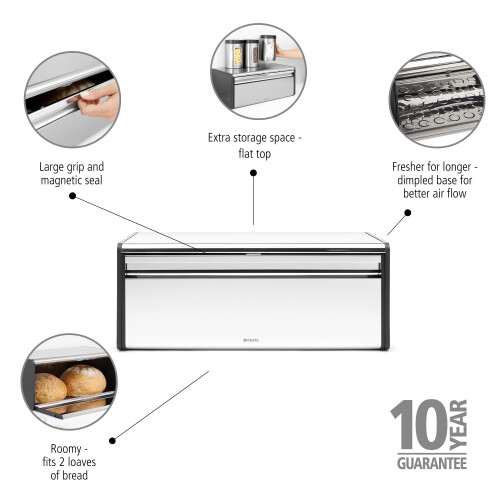 Brabantia Brabantia Fall Front Bread Bin - Large Countertop Storage Box for Brea 1