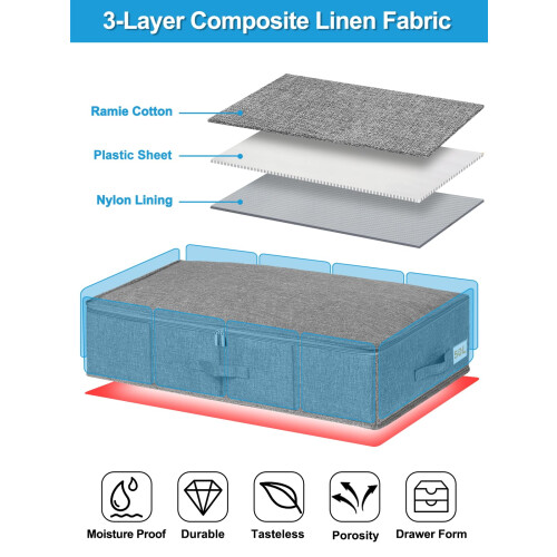 JUPELI 17 cm High Under Bed Storage Box with Lid 1