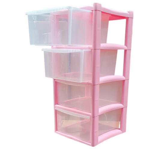 4 Drawer Large Plastic Storage Drawer Tower 2