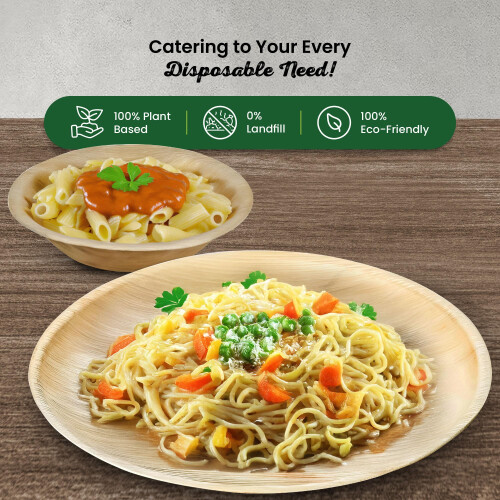 Eco Leaf 50pcs Disposable Palm Leaf Plates and Bowls Combo Set 1