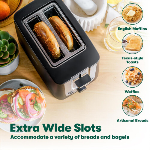 bella 2 Slice toaster, Black with Stainless Steel 2
