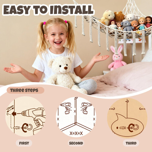 Wanheart Teddy Hammocks - Corner Toy Storage Net for Stuffed Animals 2
