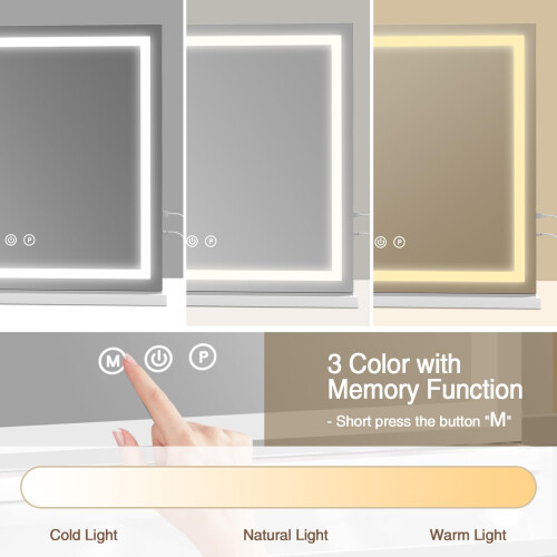 halumao Vanity Mirror with Lights - 80 x 60 cm Large Makeup Mirror wit 1