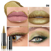 (Matches the image) 6 Colors Matte Fine Glitter Dual-purpose Lipstick Eyeshadow Stick Long-lasting Easy To Color Non-stick Cup Lipliner Pen