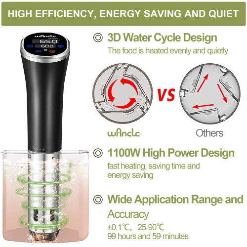 Wancle Sous Vide Sous Vide Machine Precision Cooker 1100W Sous Vide 1