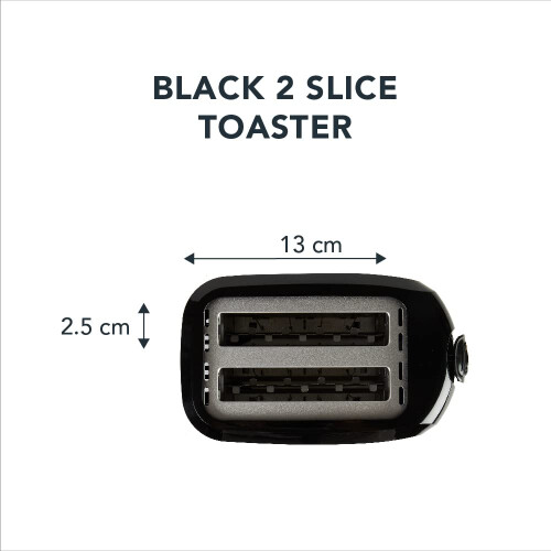 PIFCO Black Toaster 2 Slice - 700W 2