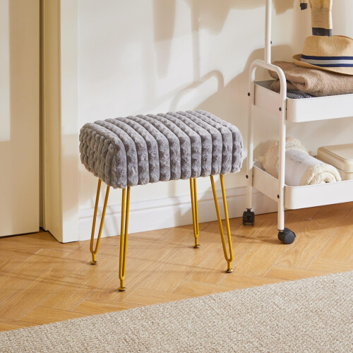 IBUYKE Makeup Vanity Chair, Rectangular Footrest Stool, Grey WBD003G 1