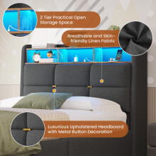 DICTAC Small Double Ottoman Bed Frame with Hydraulic Storage