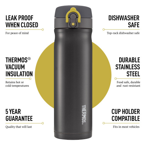 Thermos Thermos - Charcoal Direct Drink Flask (470ml) Reusable Insulated 1