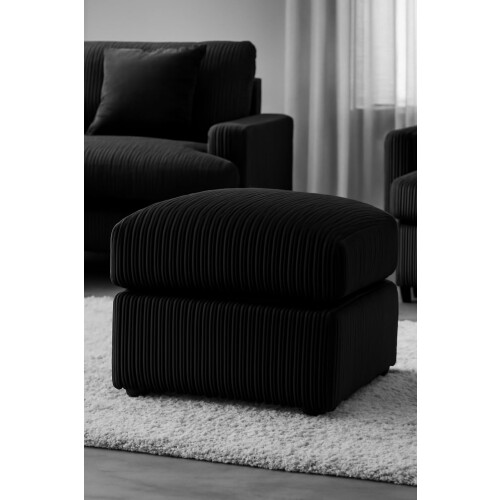jumbo cord fabric essential footstool large size (Navy Black) 1