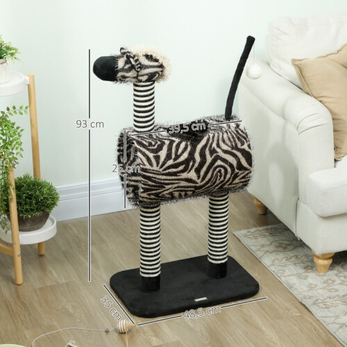 Árvore para gatos com design de zebra, túnel e postes para arranhar. 2