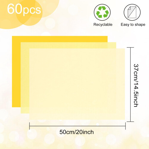 Morcheiong 60 Sheets Yellow Tissue Paper Multicolor Art Gift Wrapping 1