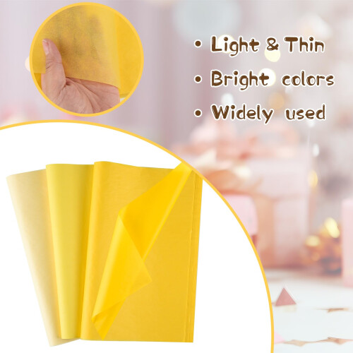 Morcheiong 60 Sheets Yellow Tissue Paper Multicolor Art Gift Wrapping 2