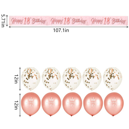 DEARLIVES 18th Birthday Decorations Include Rose Gold Happy 18th 1