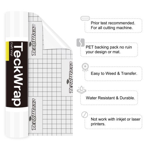 TECKWRAP White Permanent Vinyl 12" x 5ft (30.5cm x 153cm) 1
