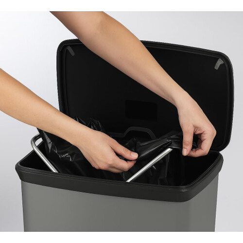 Curver CURVER 50L Kitchen Pedal Deco Bin - 50 Litres - Matt Silver 1
