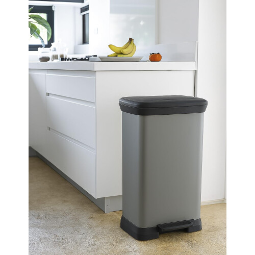 Curver CURVER 50L Kitchen Pedal Deco Bin - 50 Litres - Matt Silver 2
