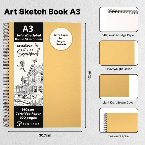 PINNORA Creative A3 Sketchbook (140GSM) 2