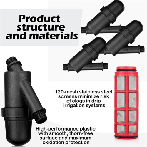 2 Pcs Drip Irrigation Inline Y Filter with Mesh Screen, 3/4in X 3/4in Male Thread Connections Hydroponics Y Filter 2