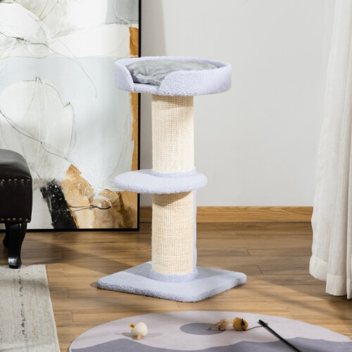 Tiragraffi per gatti resistente con piattaforma, blu 1